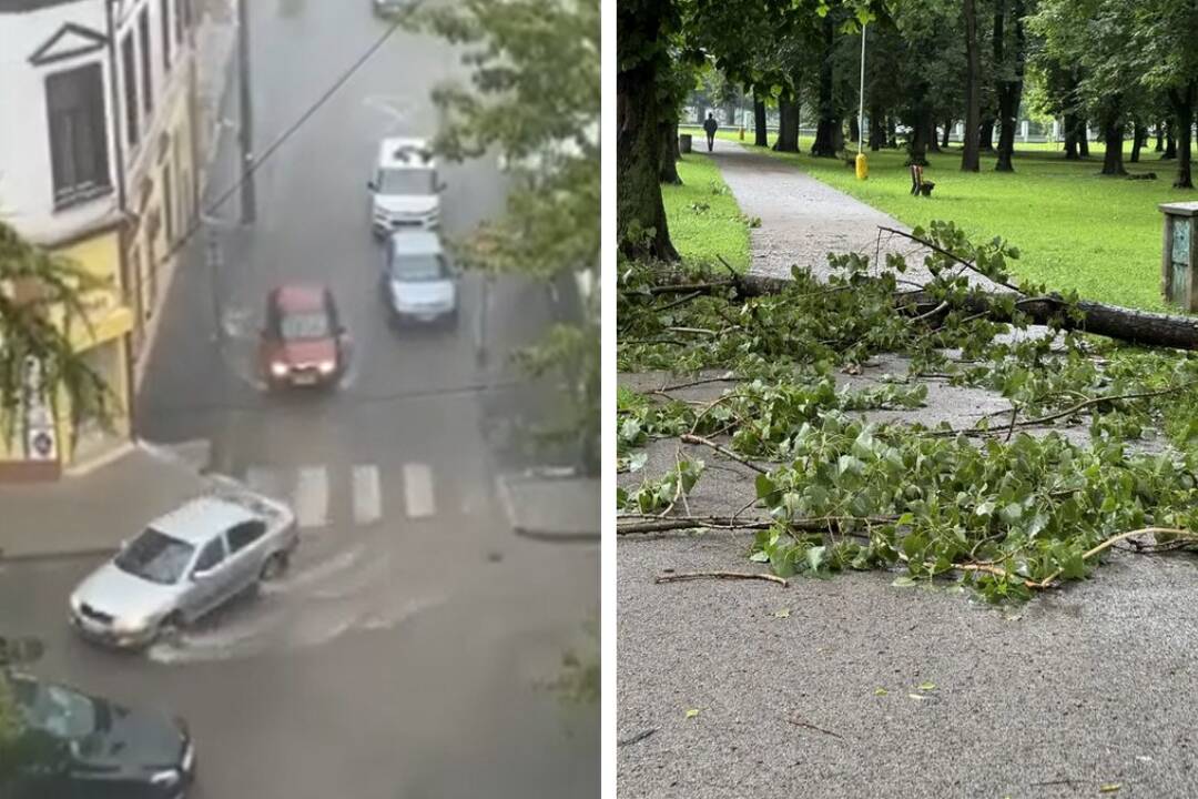 Foto: VIDEO: Rimavskou Sobotou sa prehnala intenzívna búrka. Silný vietor lámal stromy