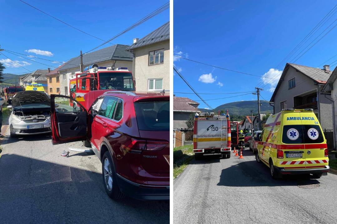 Foto: Pri Brezne sa zrazili dve autá. Jednu osobu transportovali na urgentný príjem