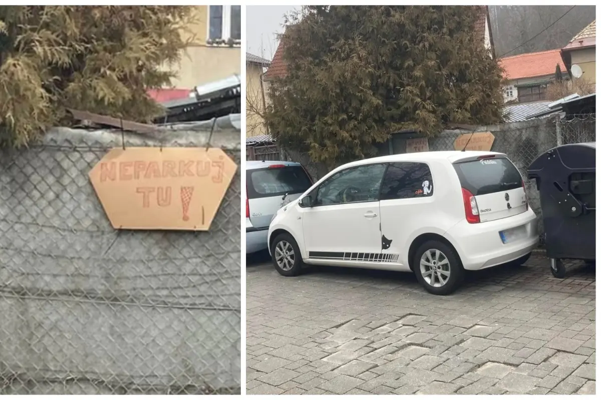 FOTO: V Sásovej sa rozhodli riešiť ochranu parkovacích miest kartónovými značkami. Za porušenie vás bloknú kontajnerom