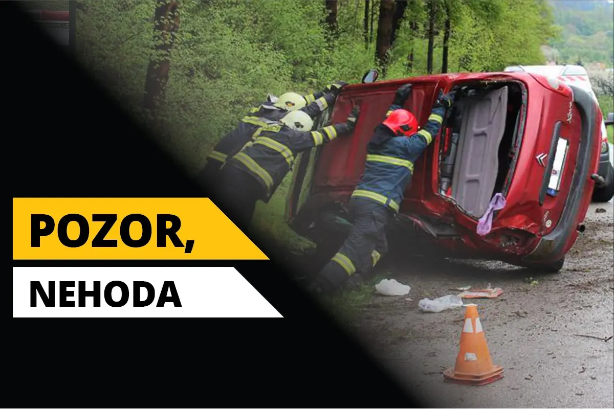 Foto: Pred Čiernym Balogom smerom z Brezna skončilo osobné auto mimo cesty