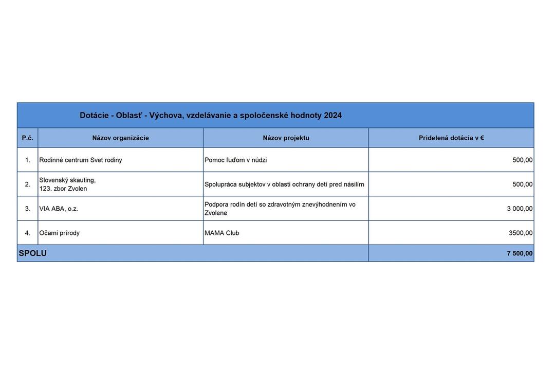 FOTO: Zvolen rozdelil dotácie vo výške takmer 300-tisíc eur. Kto dostal peniaze?, foto 5